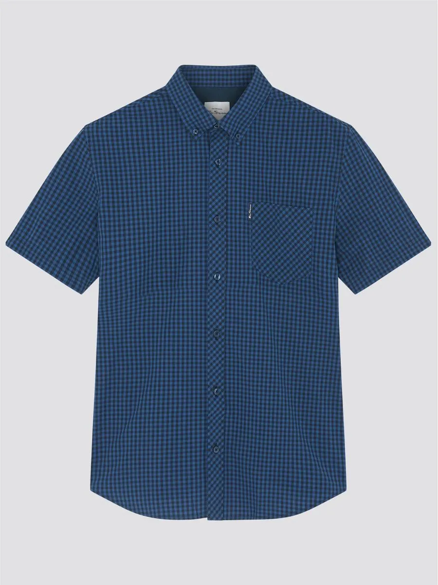 Ben Sherman Signature Short Sleeve Gingham Check Shirt Royal Blue