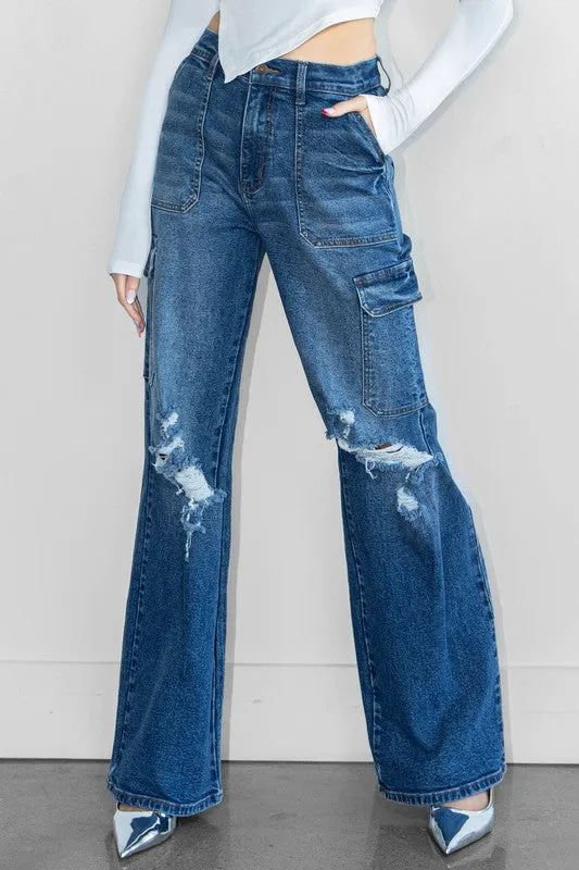 Big Pockets Wide Leg Cargo Jeans