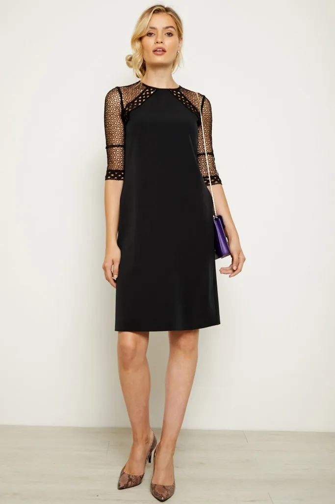 Black Lace Sleeve Shift Dress