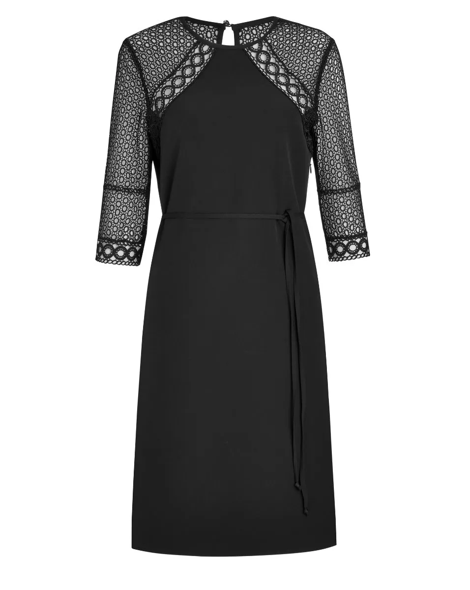 Black Lace Sleeve Shift Dress