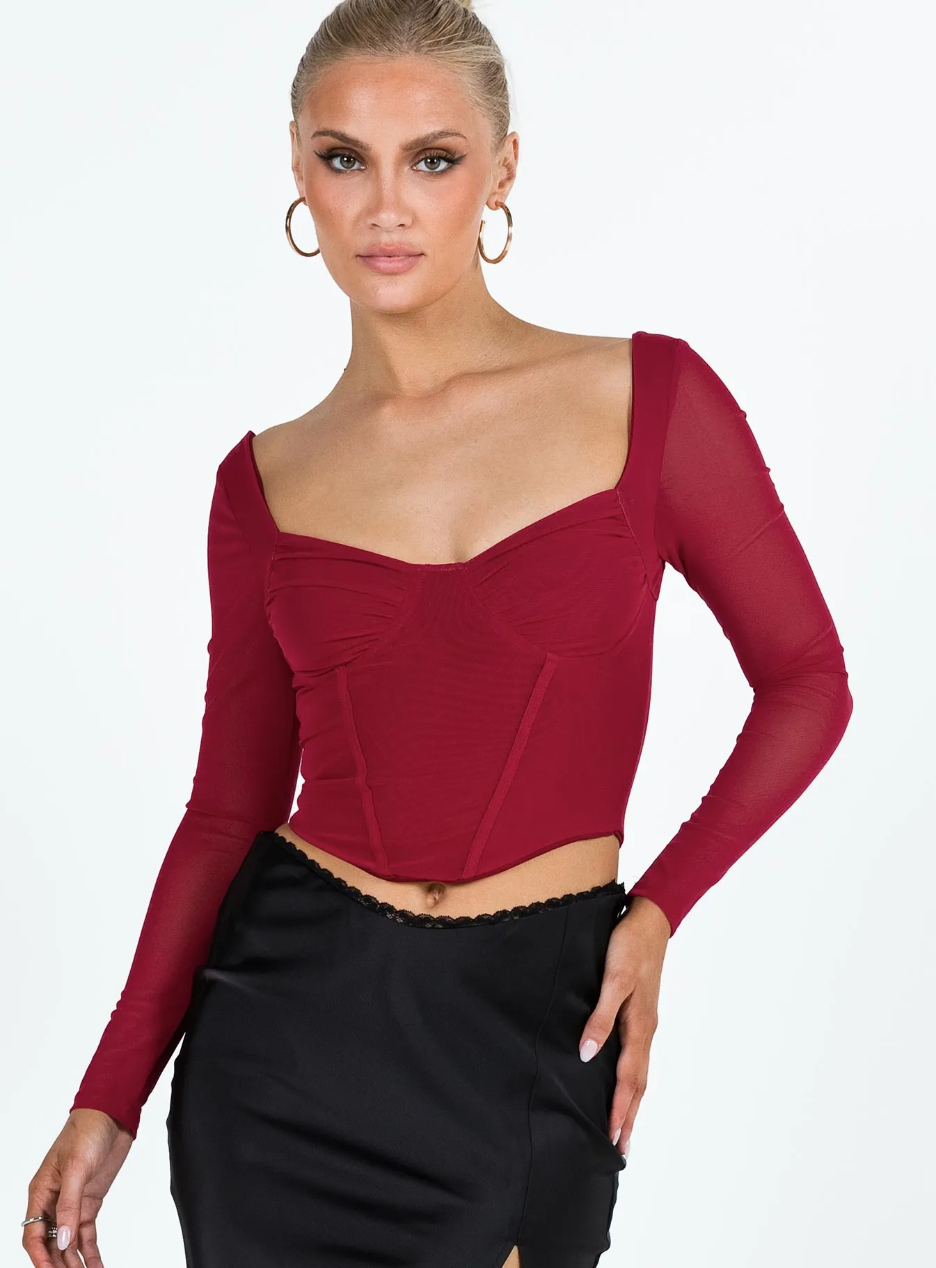 Bruna Long Sleeve Top Red