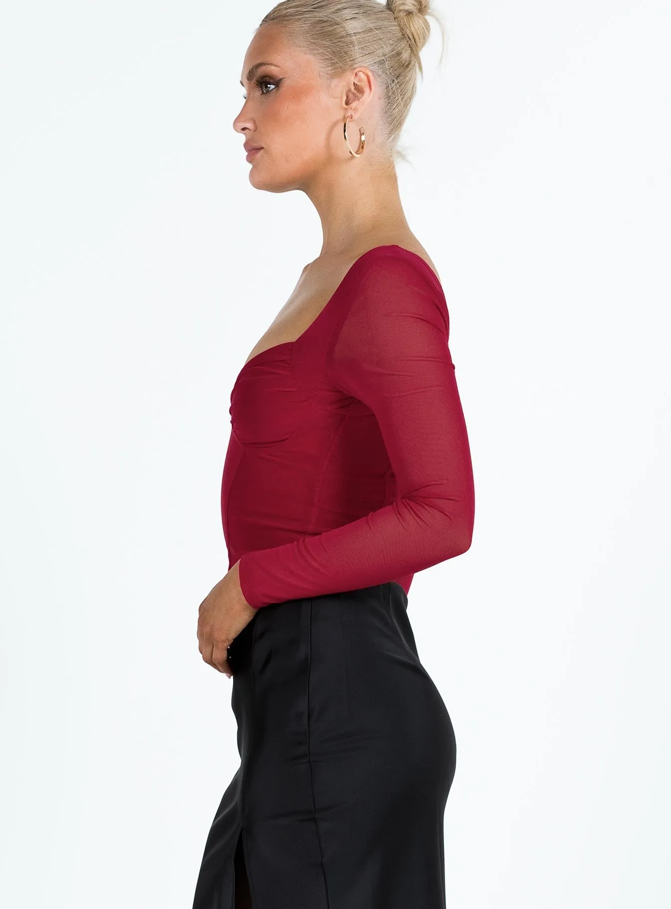 Bruna Long Sleeve Top Red