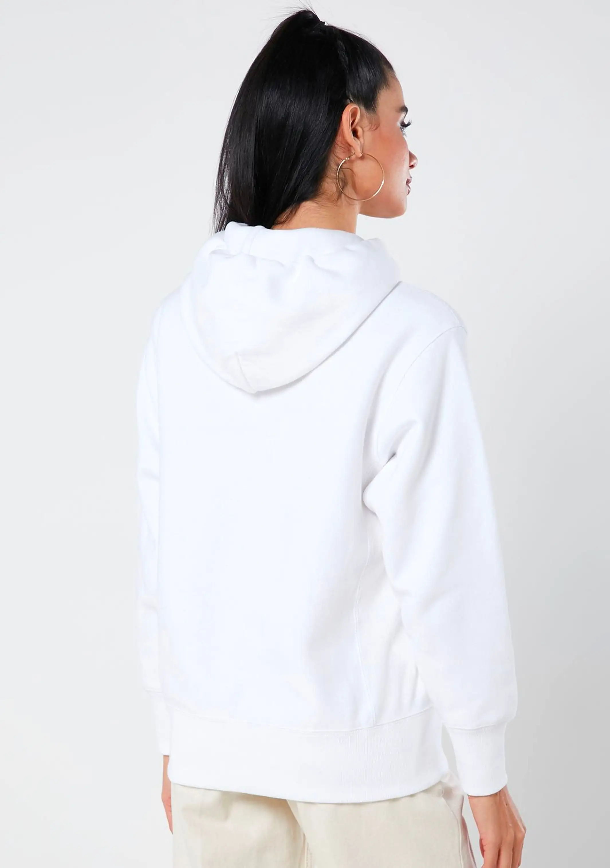 Champion Womens Reverse Weave C Logo Regular Fit Hoodie White <br> CWFBN WIT