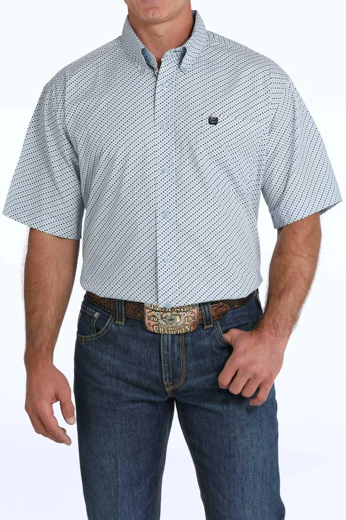 Cinch Men's Light Blue Diamond Shirt