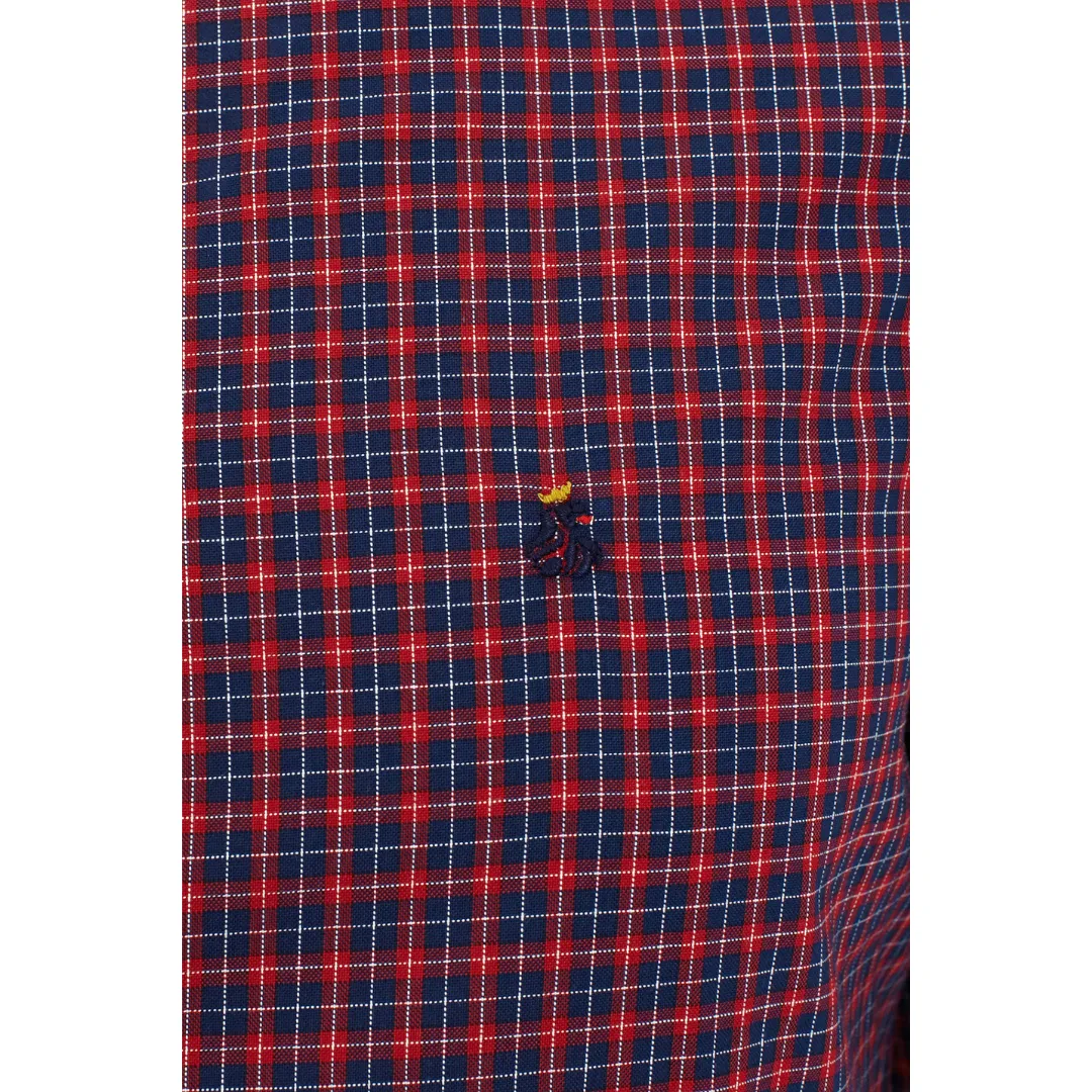 COTTON CHECK SHIRT NAVY/RED