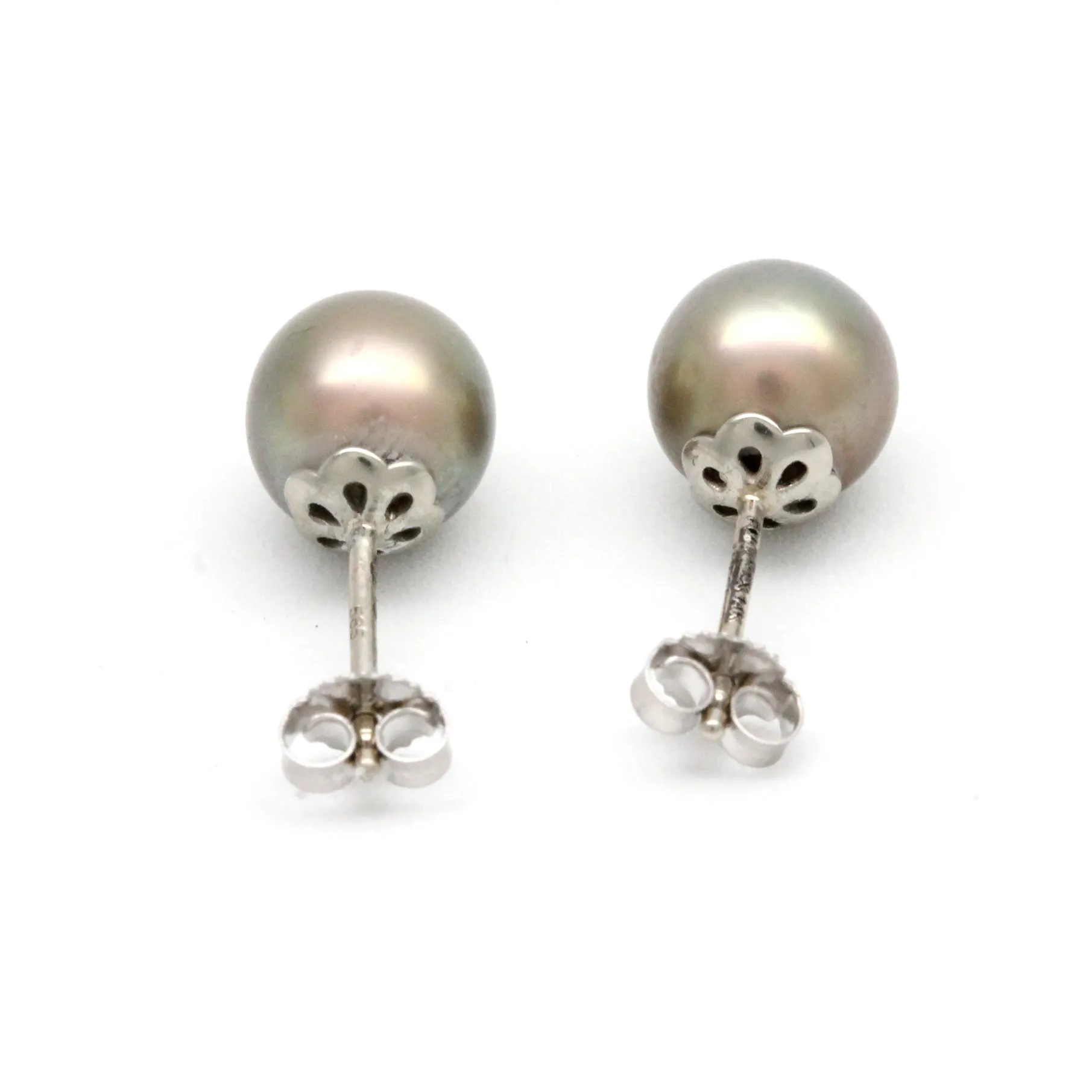 Dark Cortez Pearls on 14K White Gold Earrings