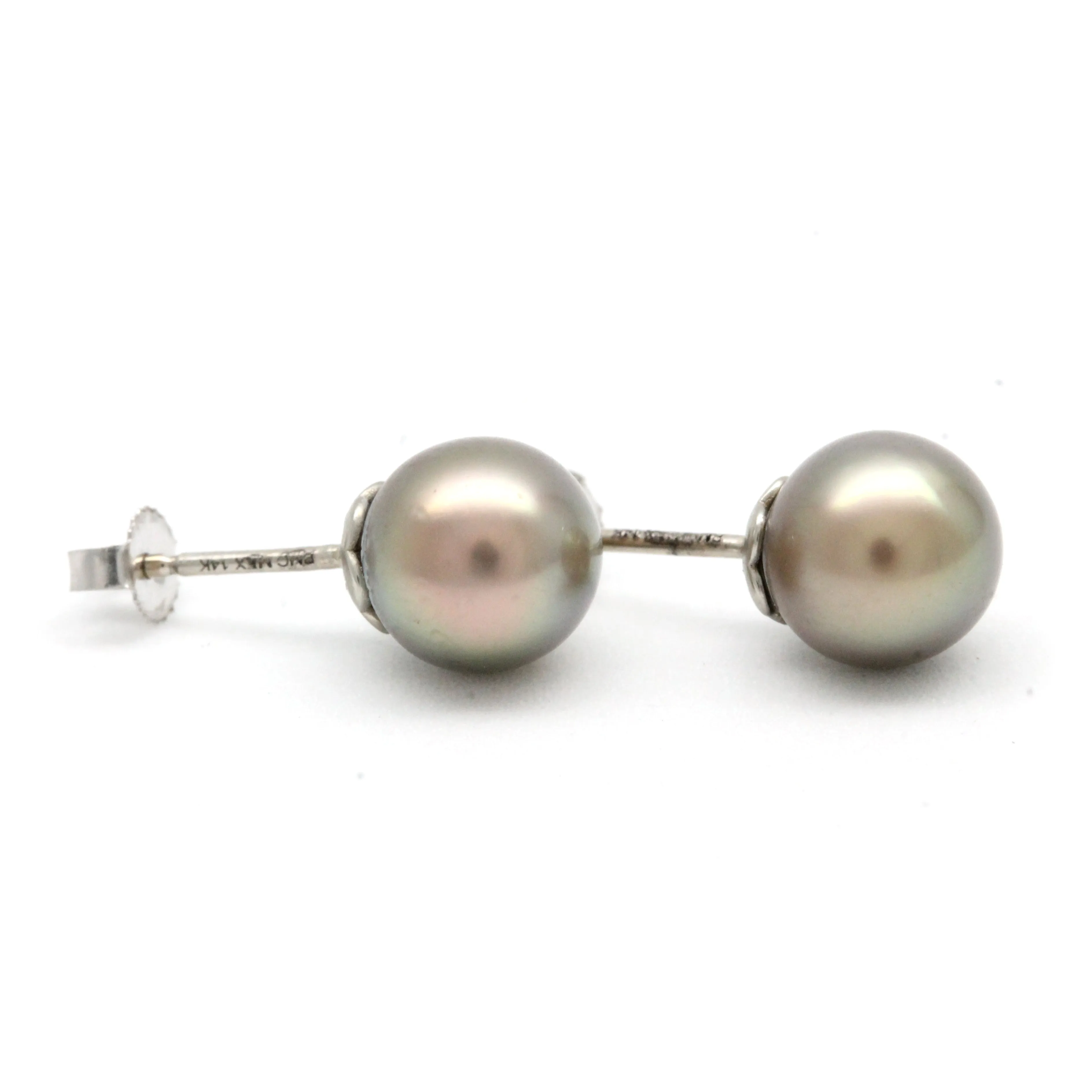 Dark Cortez Pearls on 14K White Gold Earrings