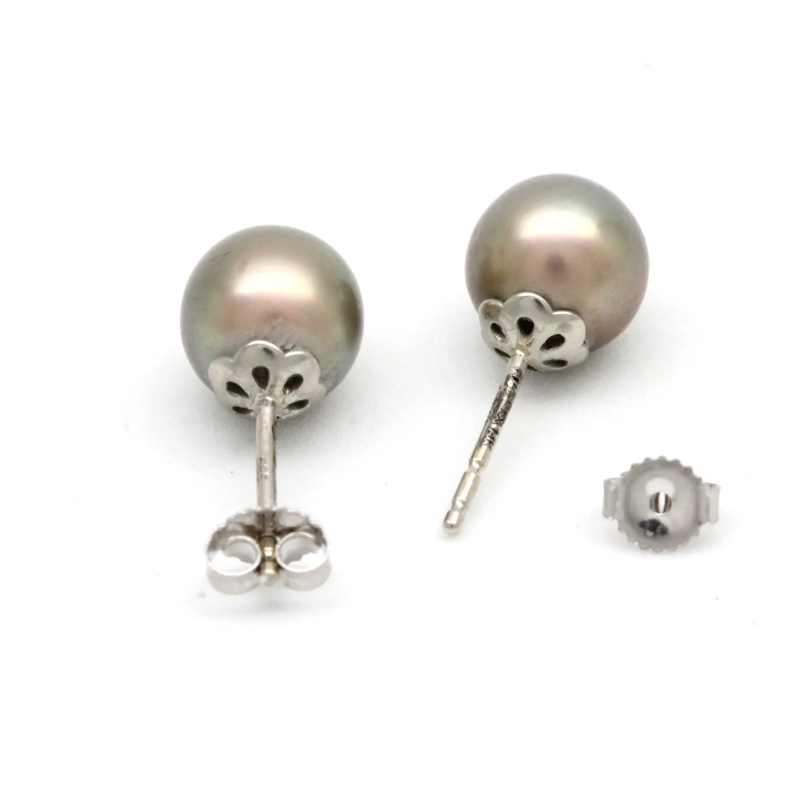 Dark Cortez Pearls on 14K White Gold Earrings