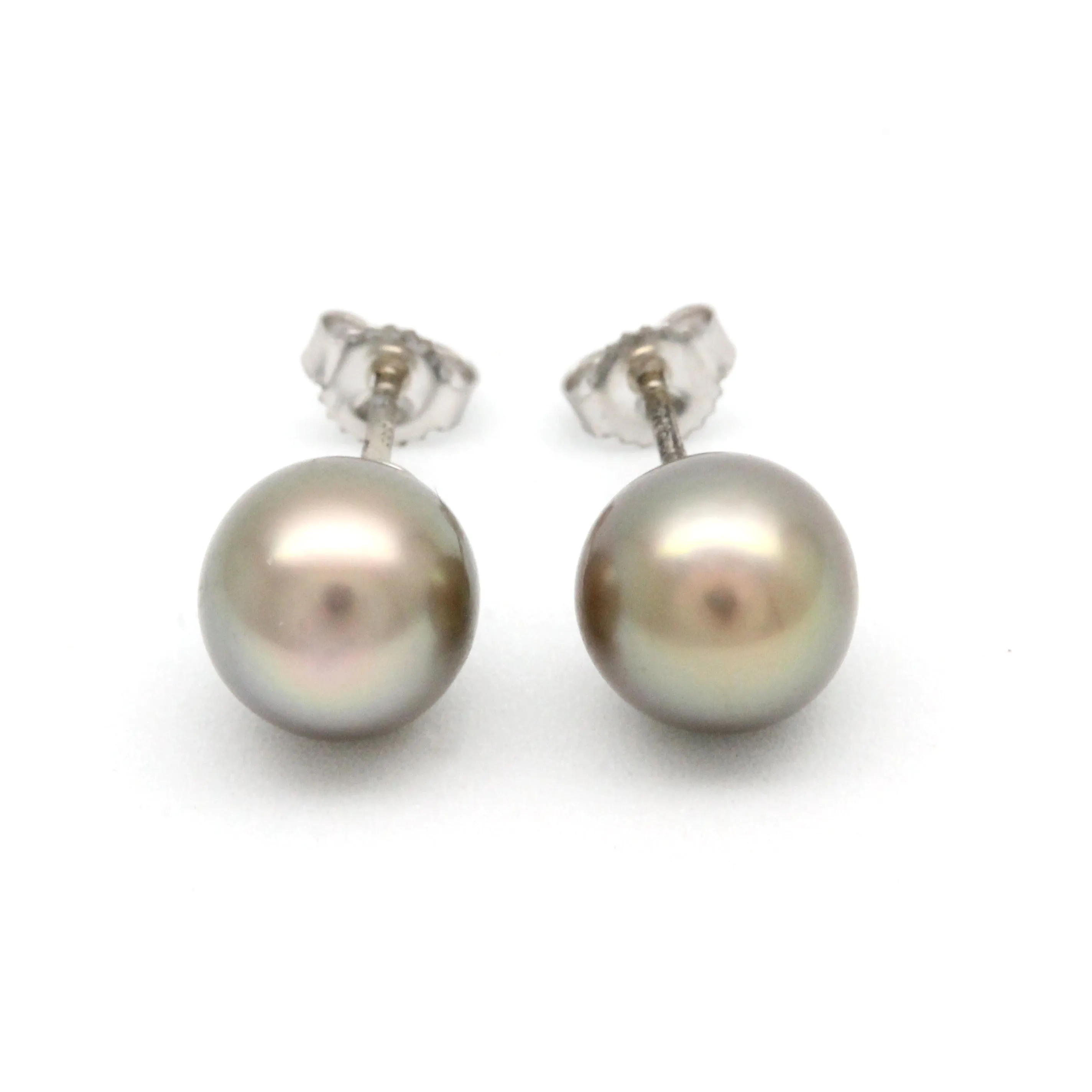 Dark Cortez Pearls on 14K White Gold Earrings