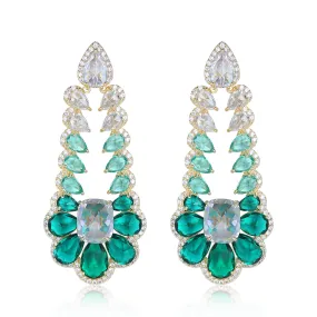 Emily Designer Earrings with Green Cubic Zirconia