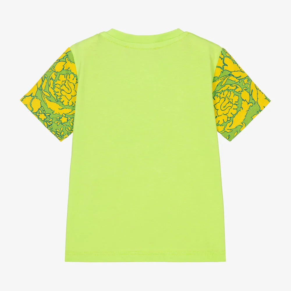 Green Cotton Barocco Sleeve Baby T-Shirt