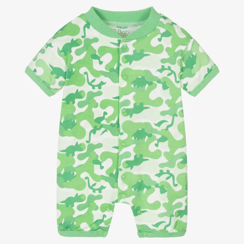 Green Cotton Dinosaur Baby Shortie