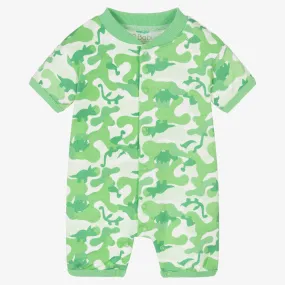 Green Cotton Dinosaur Baby Shortie