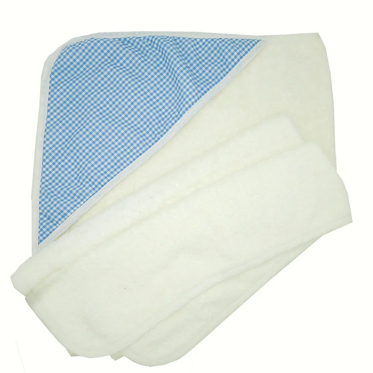 Infantissima Bib, Burp Burpy, Hooded Towel  Set  - Blue Gingham Check