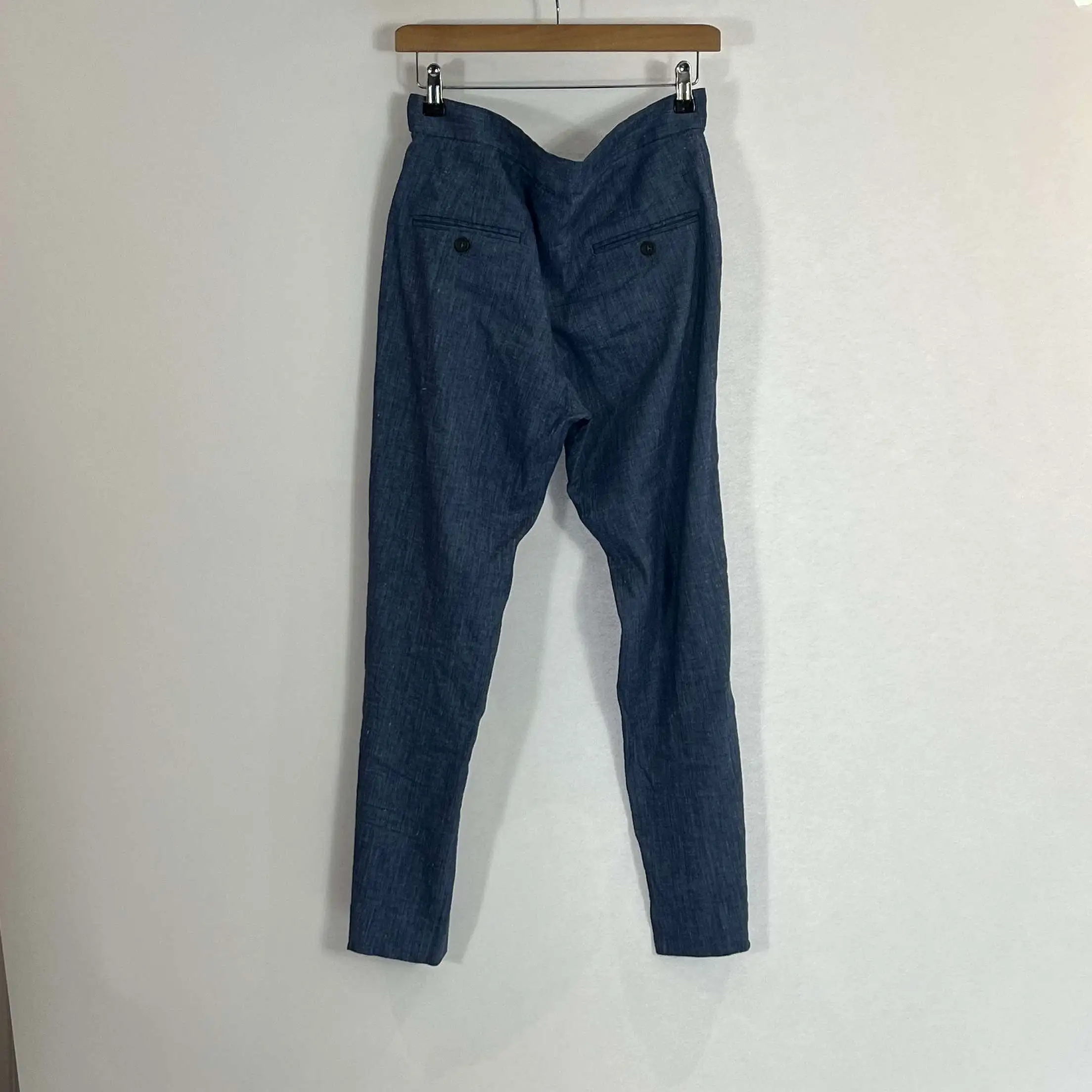 Isabel Marant Etoile Blue Linen Mis Straight Leg Trousers M