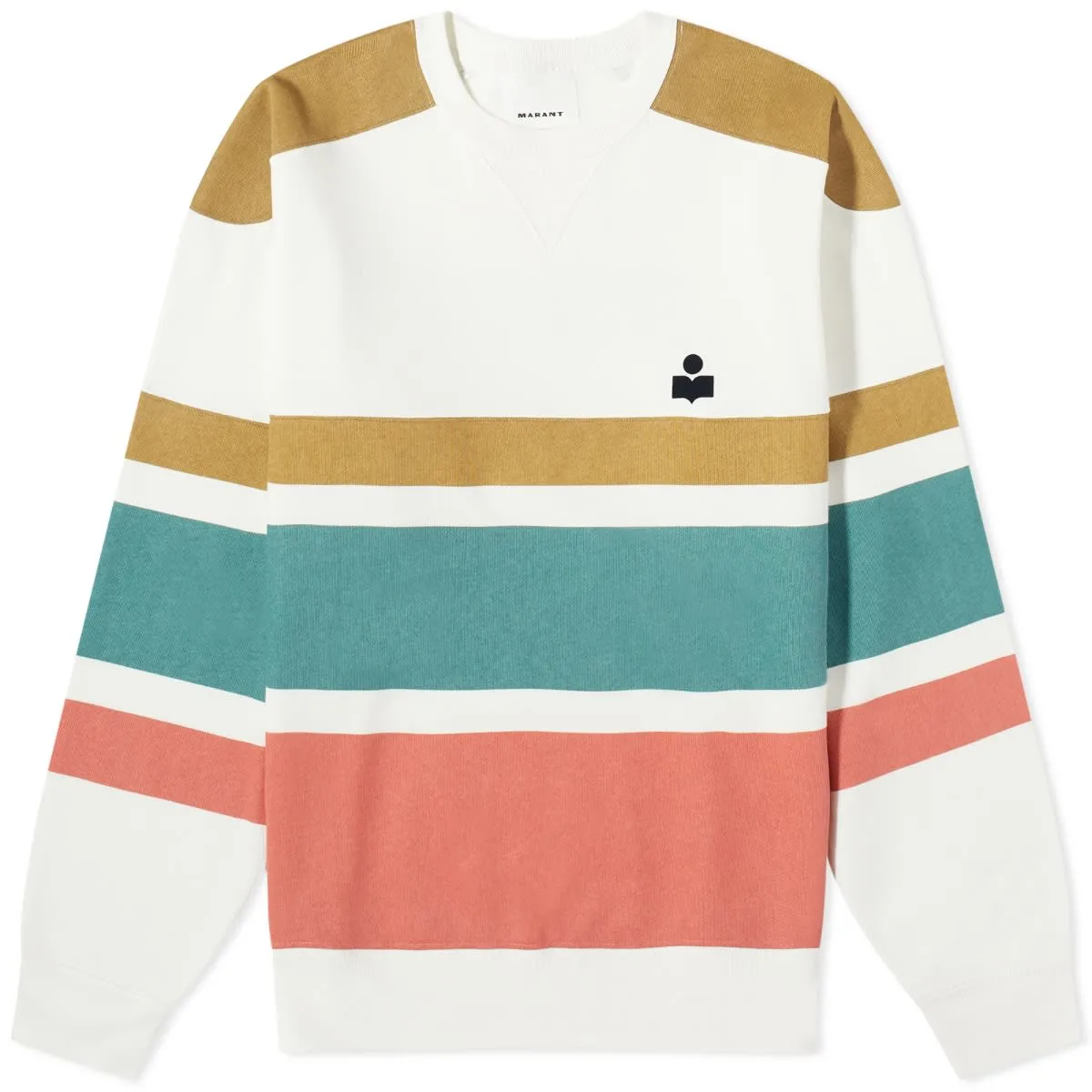 Isabel Marant Meyoan Stripe Crew SweatKhaiki & Orange