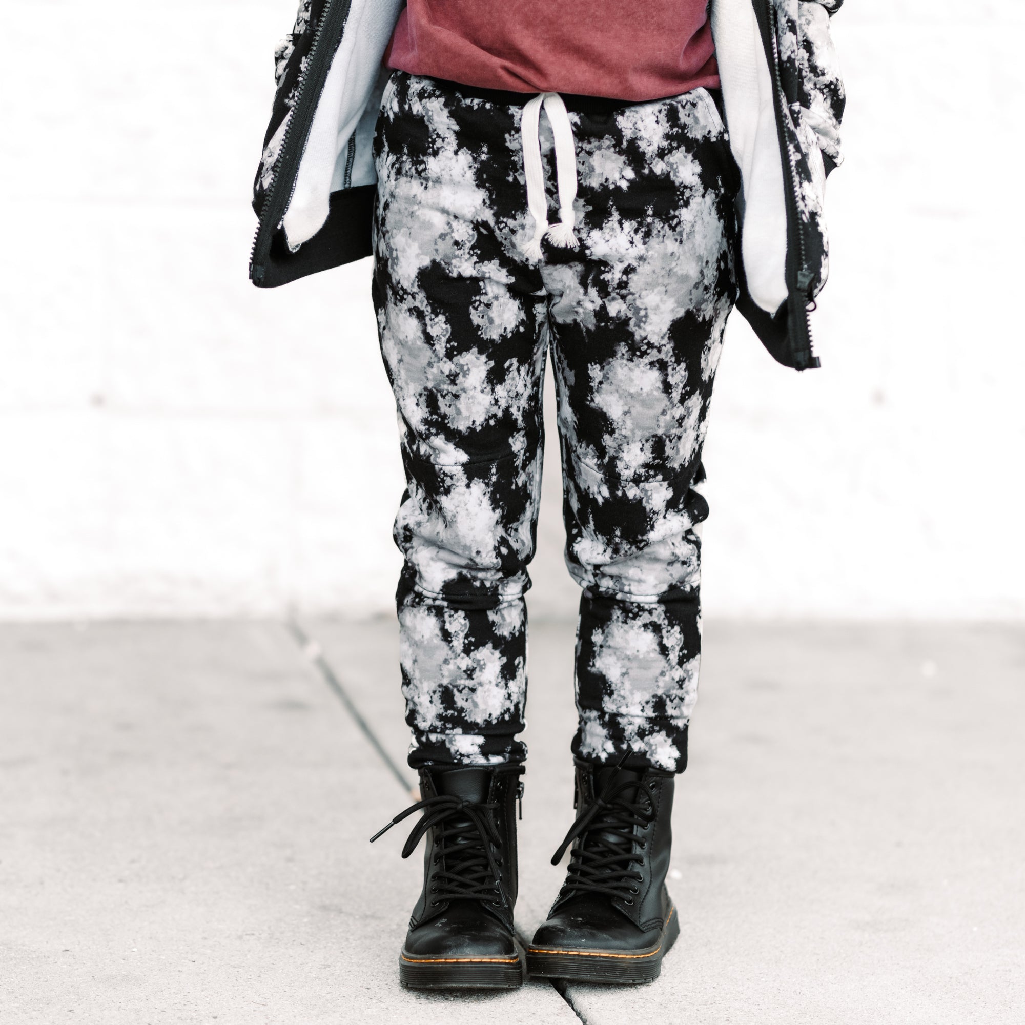 JOGGERS- Black Tie Dye Bamboo French Terry