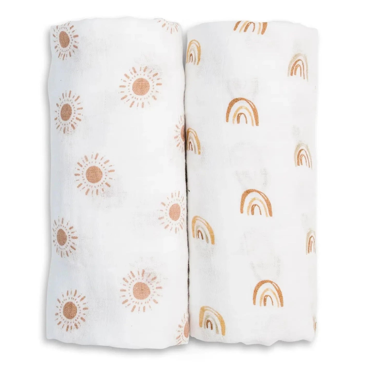 Lulujo Rainbows/Suns Cotton 2-Pack Baby Swaddles