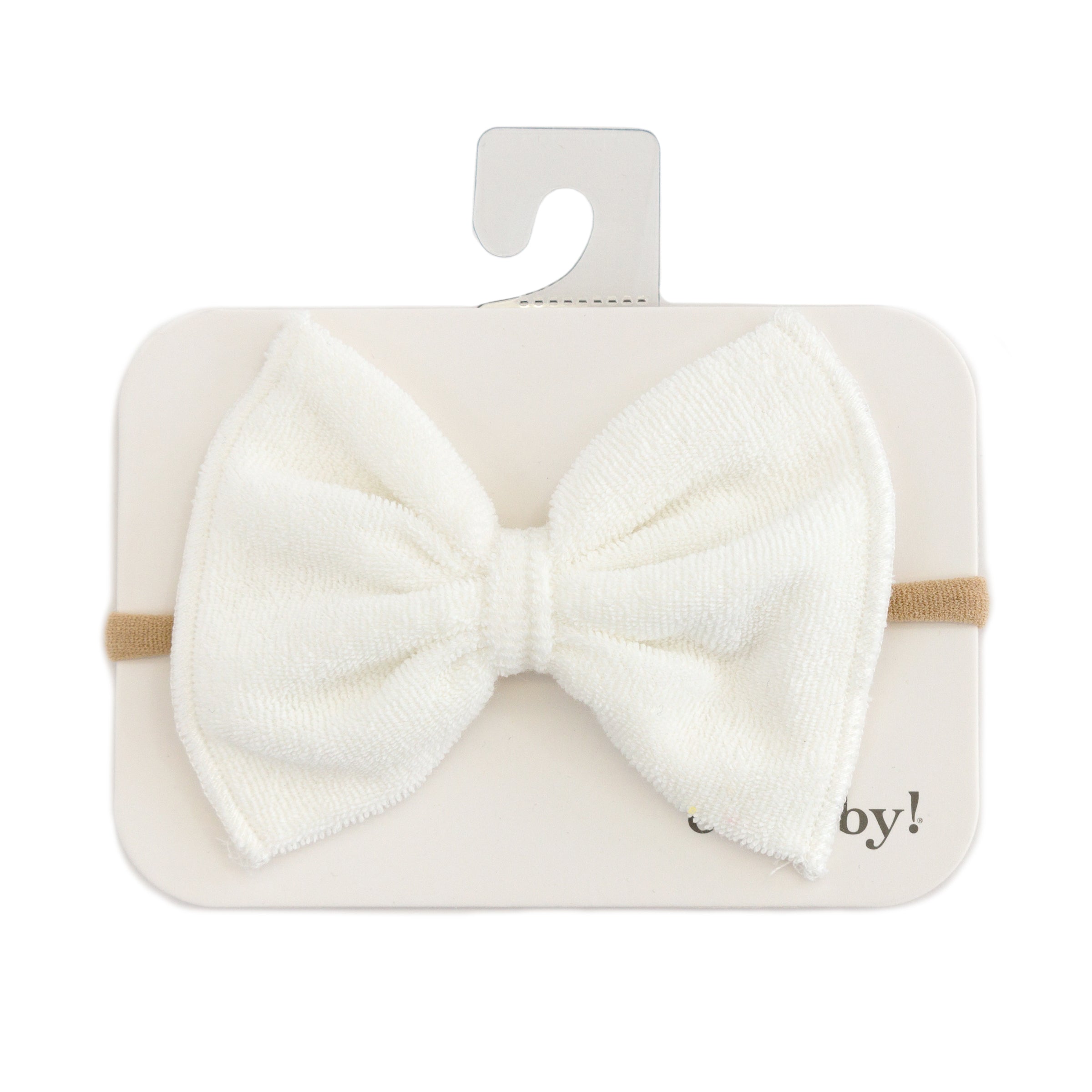 oh baby! Cotton Terry Bow Nylon Headband - Snow