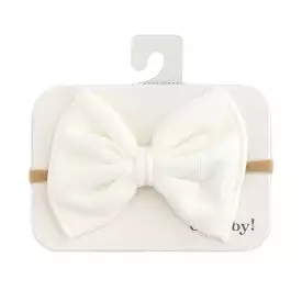 oh baby! Cotton Terry Bow Nylon Headband - Snow