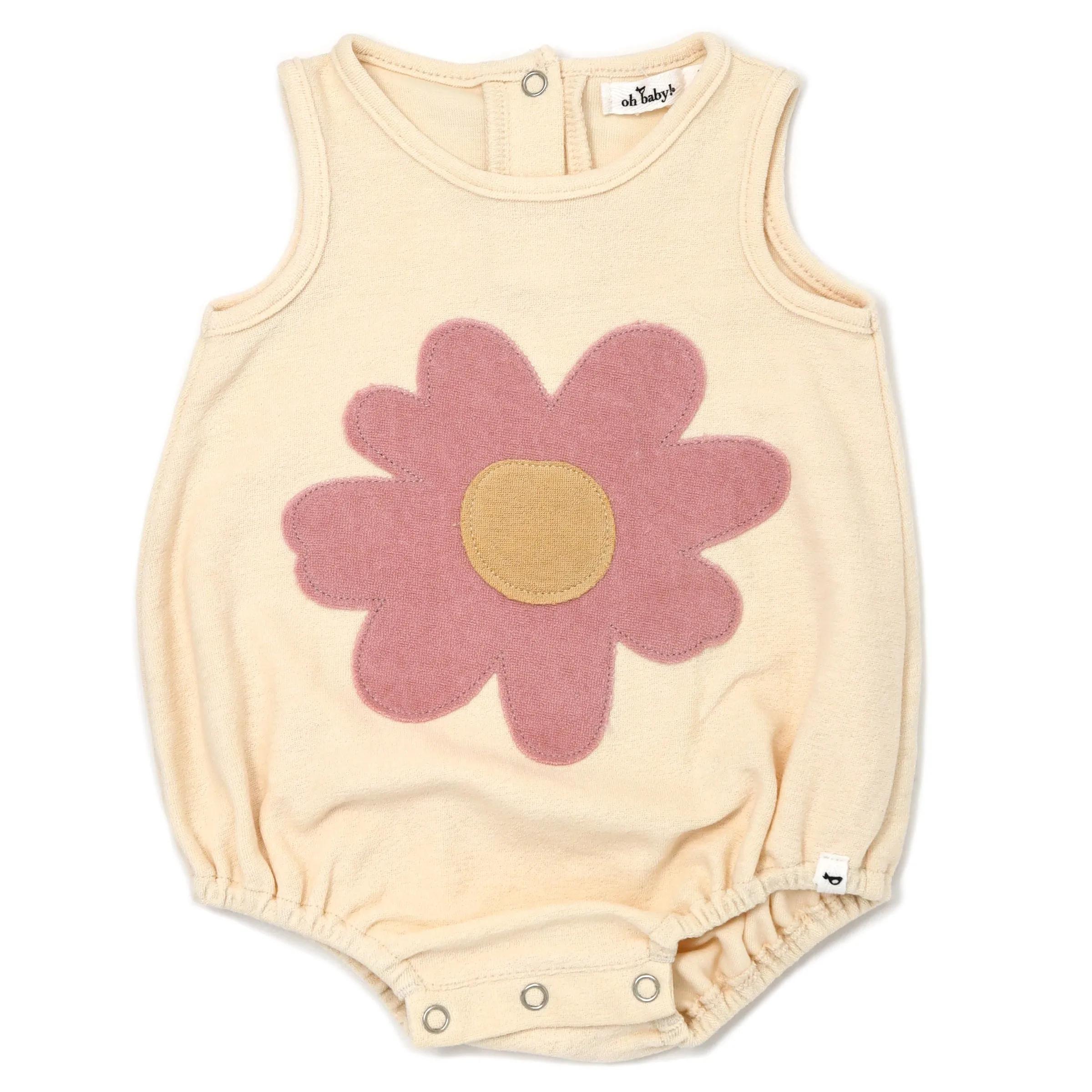 oh baby! Cotton Terry Bubble - Blush Daisy Terry Applique - Vanilla