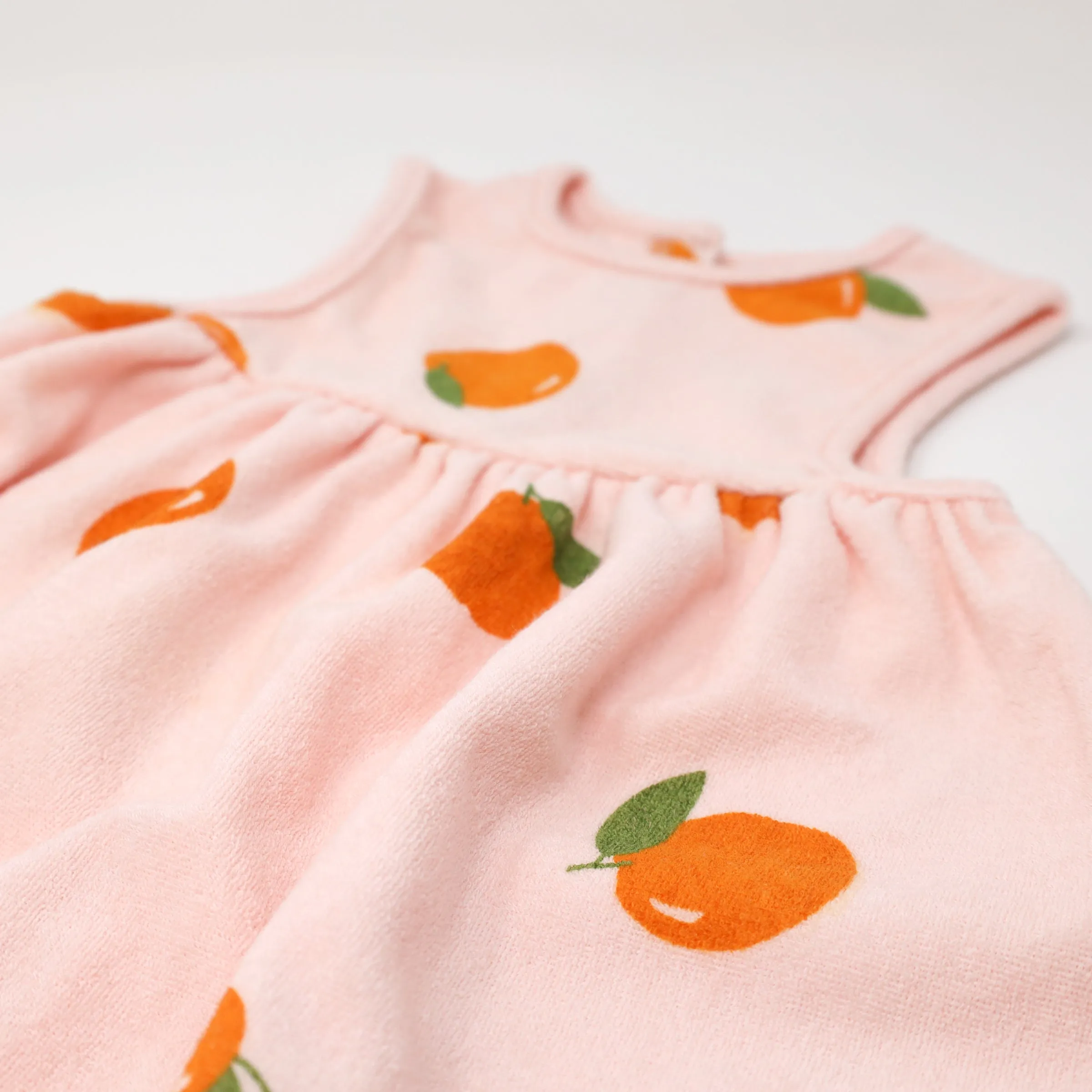 oh baby! Cotton Terry Tank Dress - Oranges Print - Pale Pink