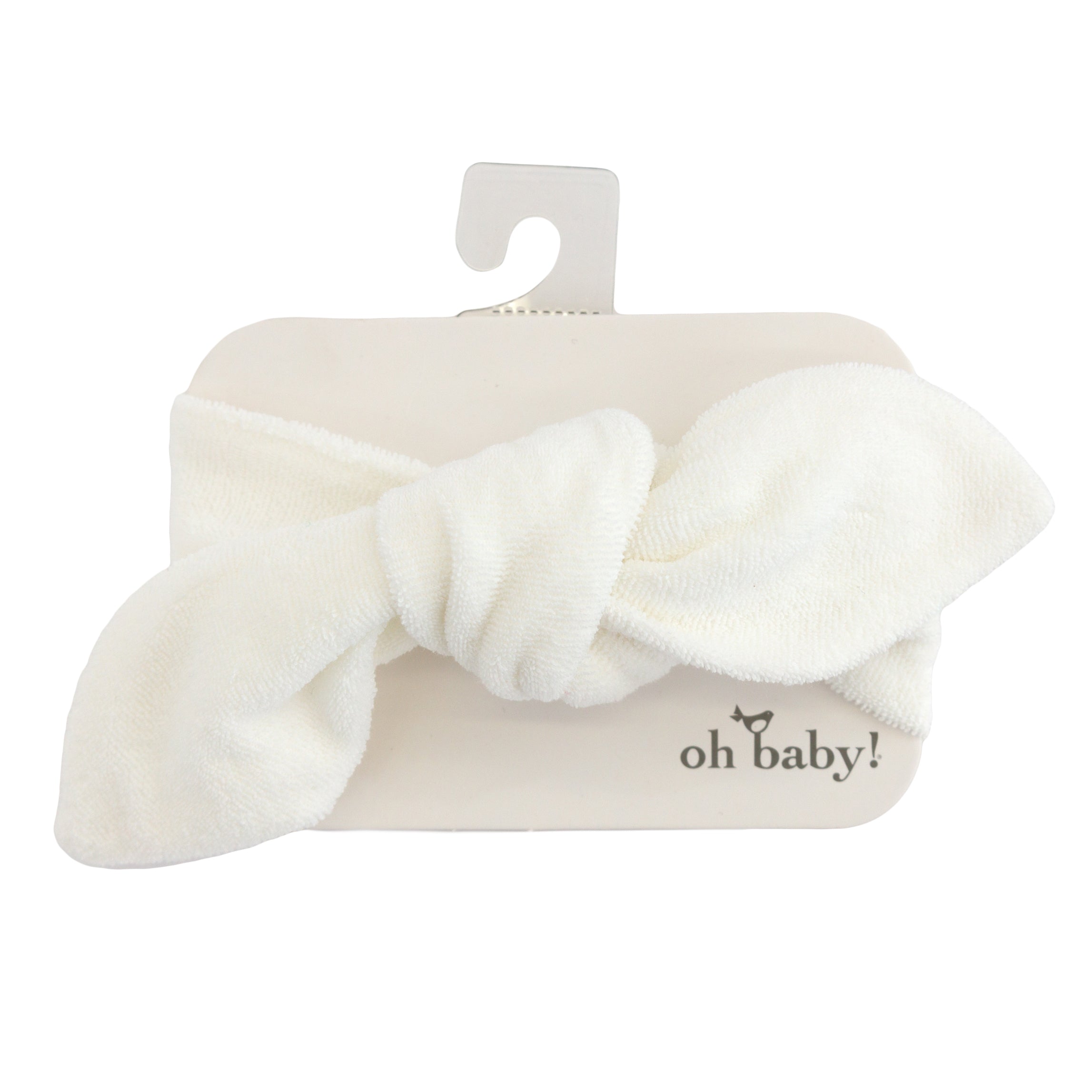 oh baby! Cotton Terry Tie Turban - Snow