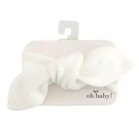 oh baby! Cotton Terry Tie Turban - Snow