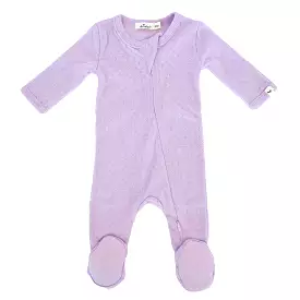 oh baby! Pointelle Zipper Footie - Lilac Heather