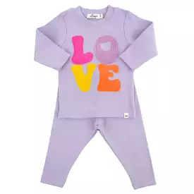 oh baby! Two Piece Set - Cotton Candy LOVE Applique - Orchid