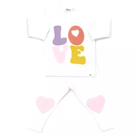 oh baby! Two Piece Set - LOVE  Applique - Cream