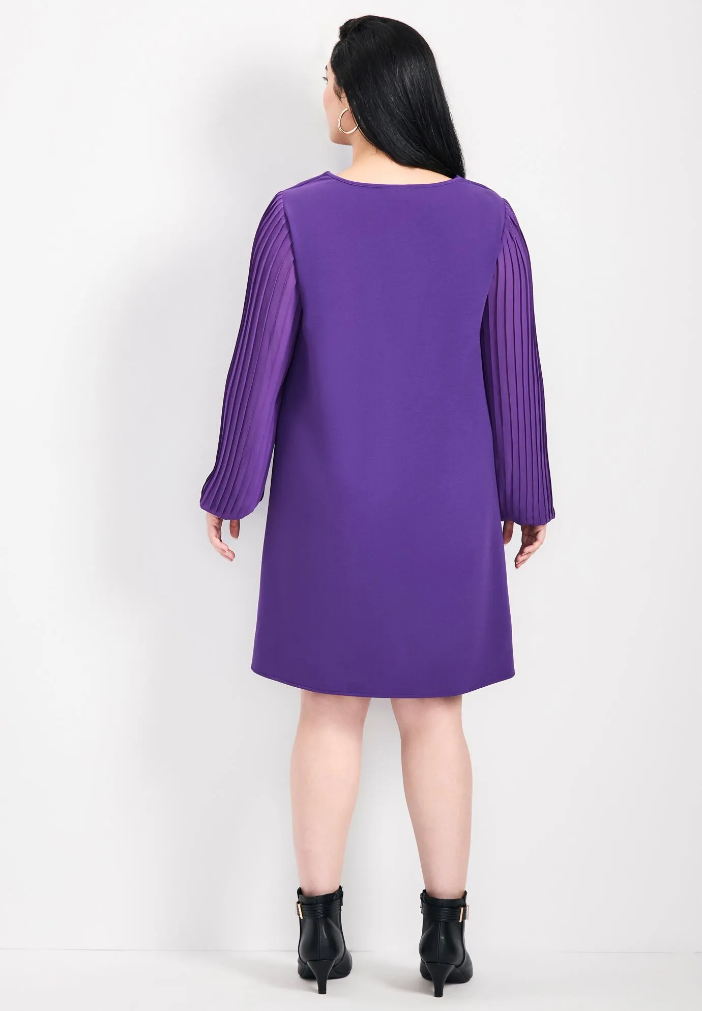 Paloma Blouson Pleated Sleeve Shift Dress