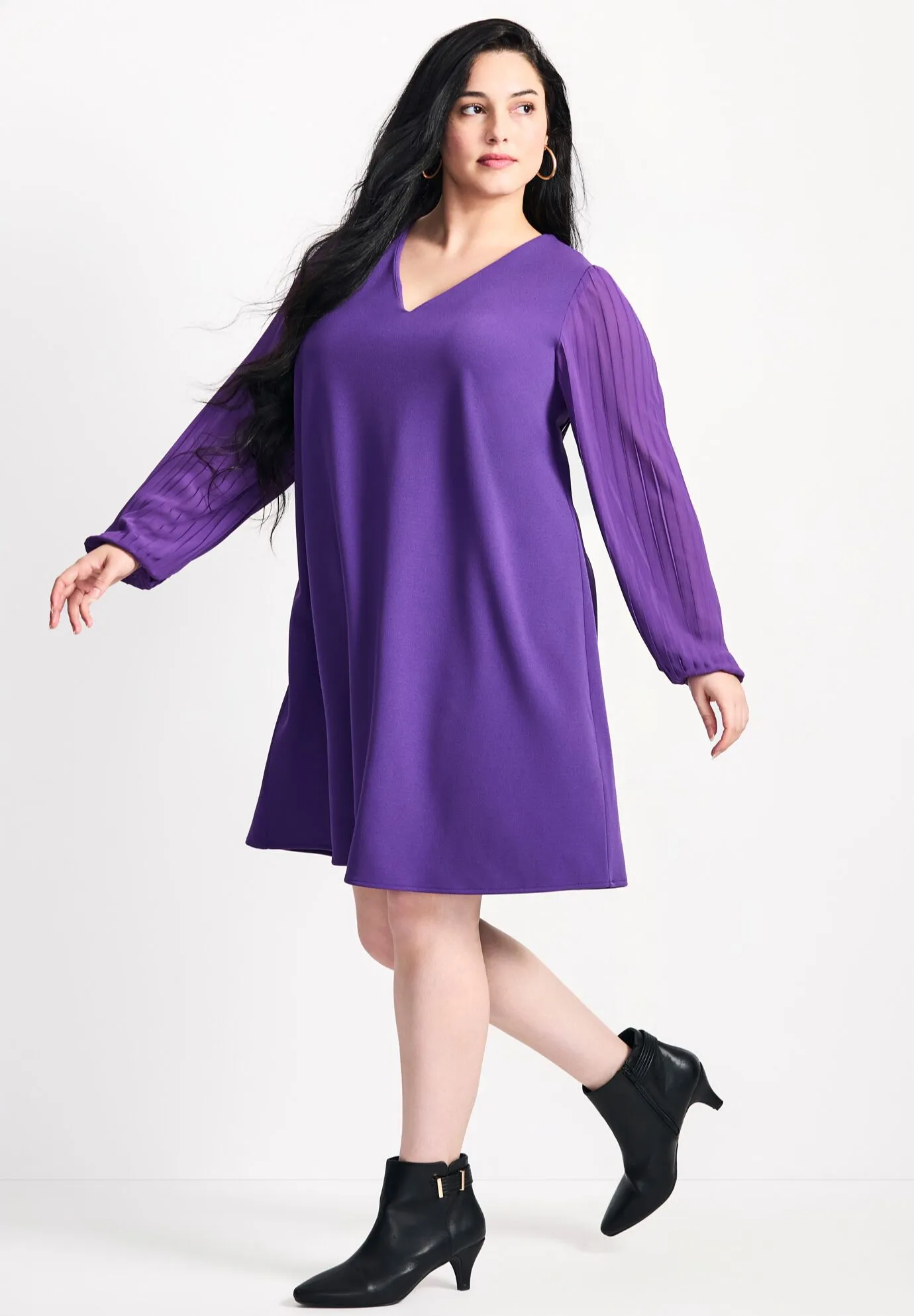 Paloma Blouson Pleated Sleeve Shift Dress