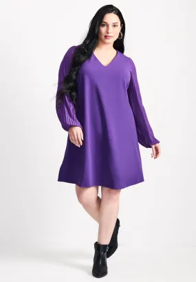 Paloma Blouson Pleated Sleeve Shift Dress