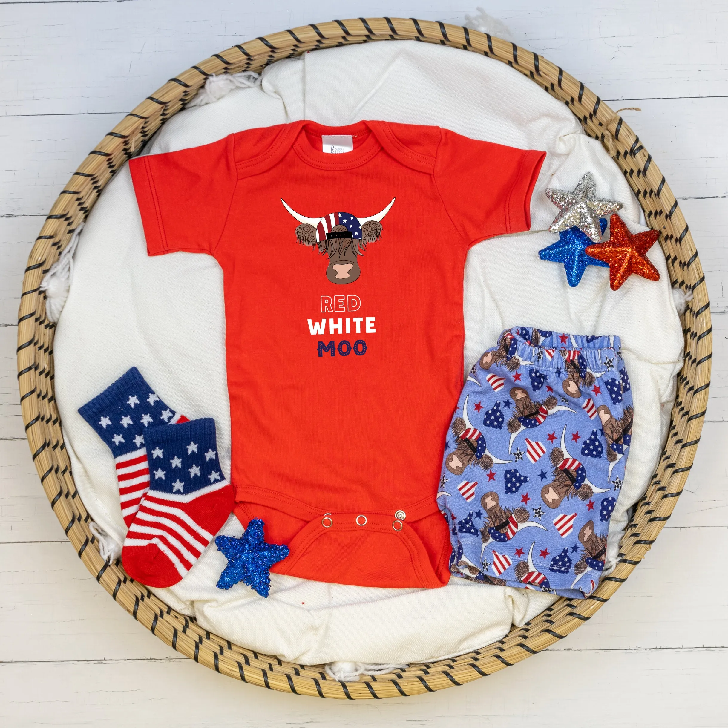 Patriotic Cows | Bamboo French Terry Shorts