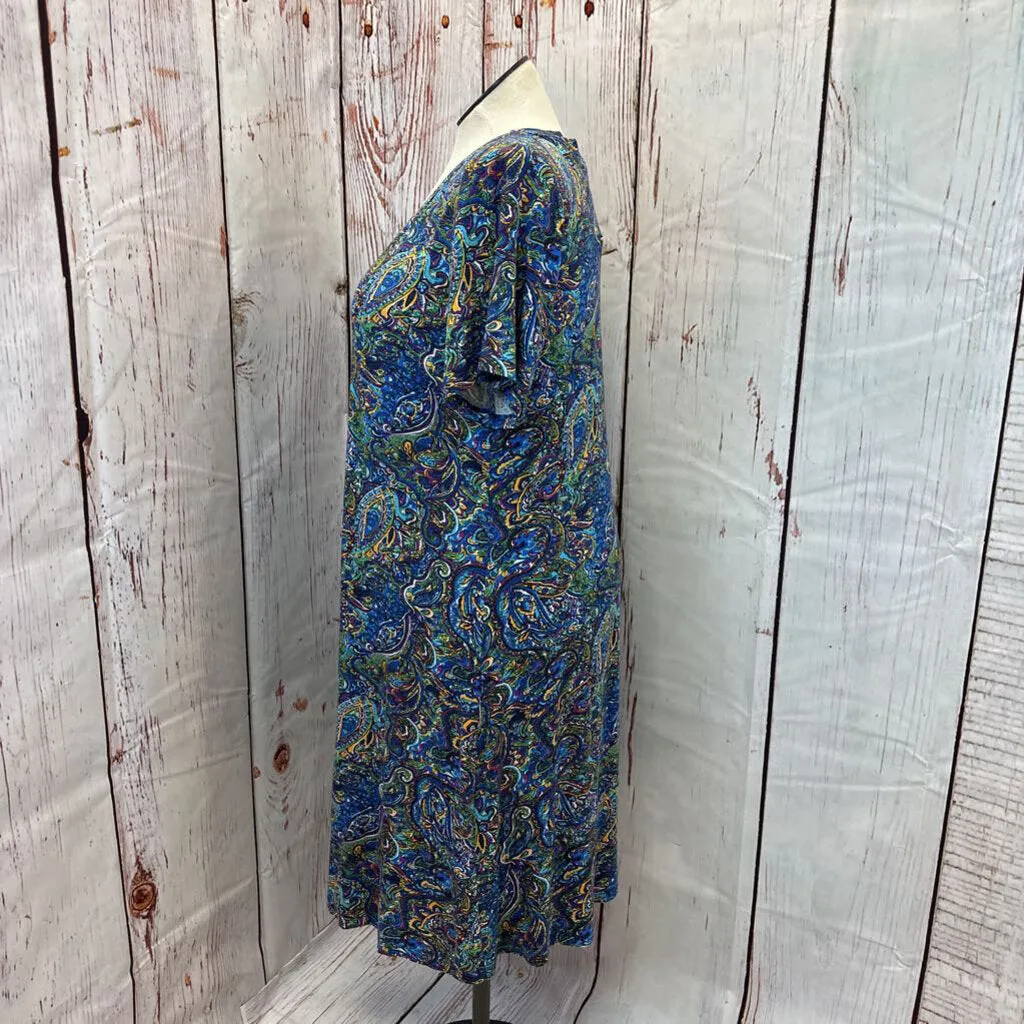 PREMISE BLUE GREEN PURPLE PAISLEY DRESS SZ 1X TCC