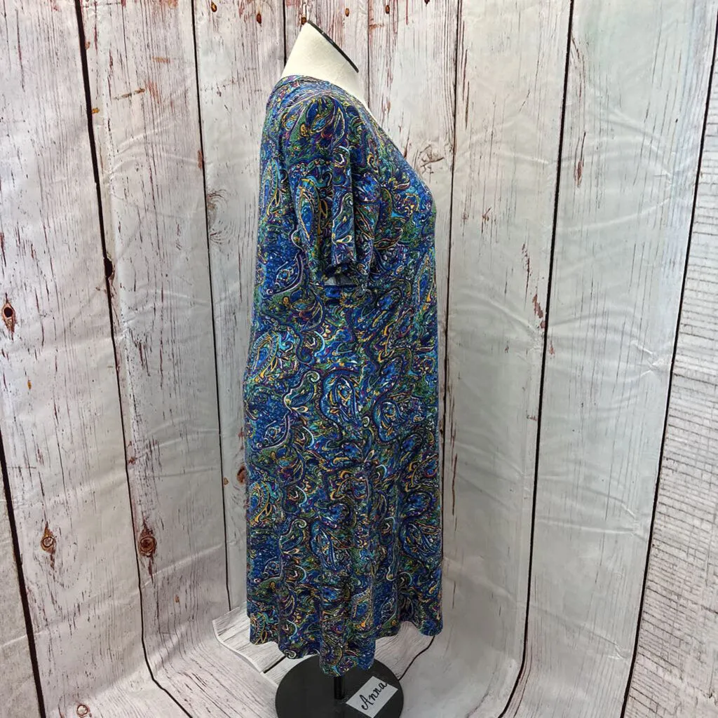 PREMISE BLUE GREEN PURPLE PAISLEY DRESS SZ 1X TCC