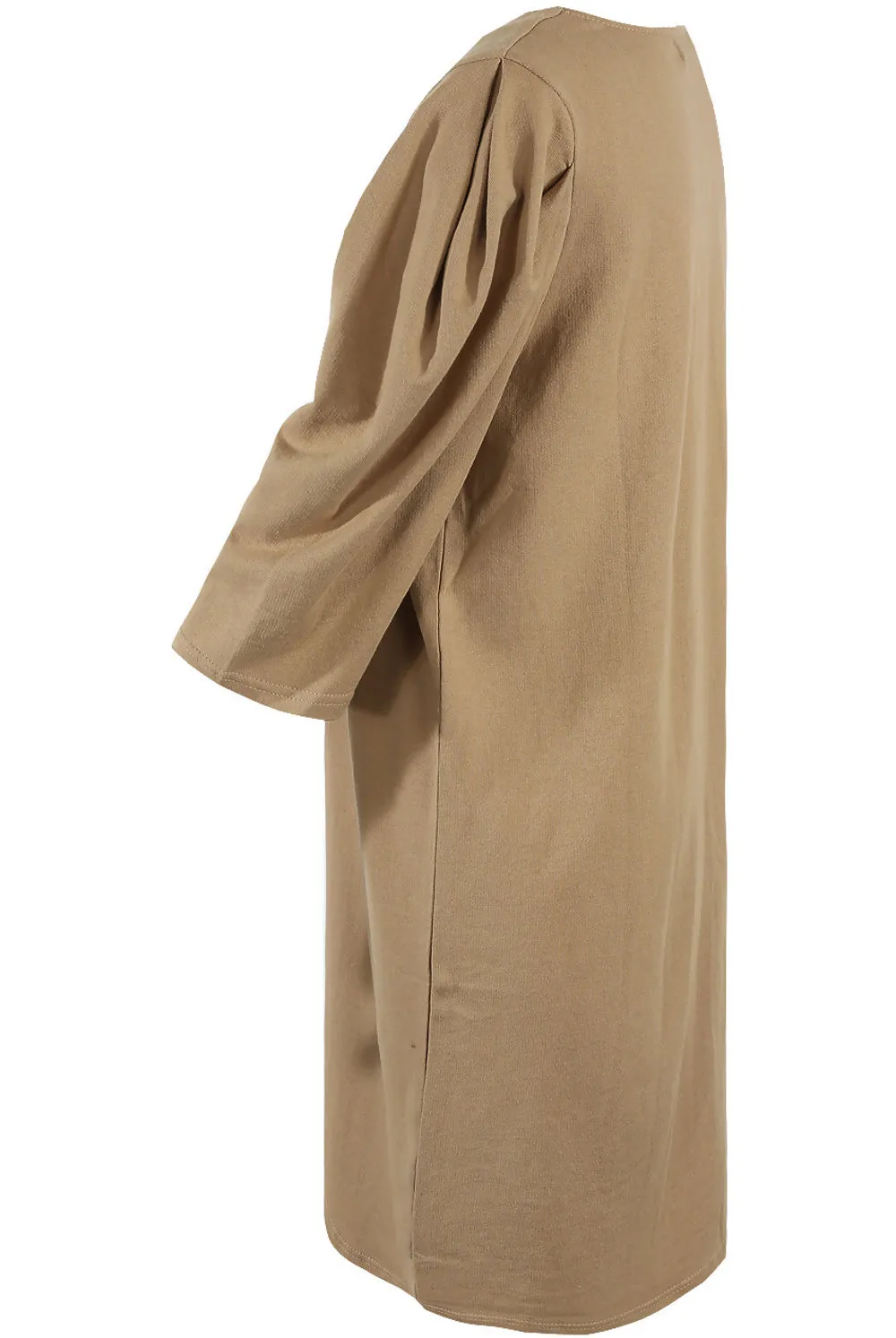 Puff Sleeve Shift Dress in Camel