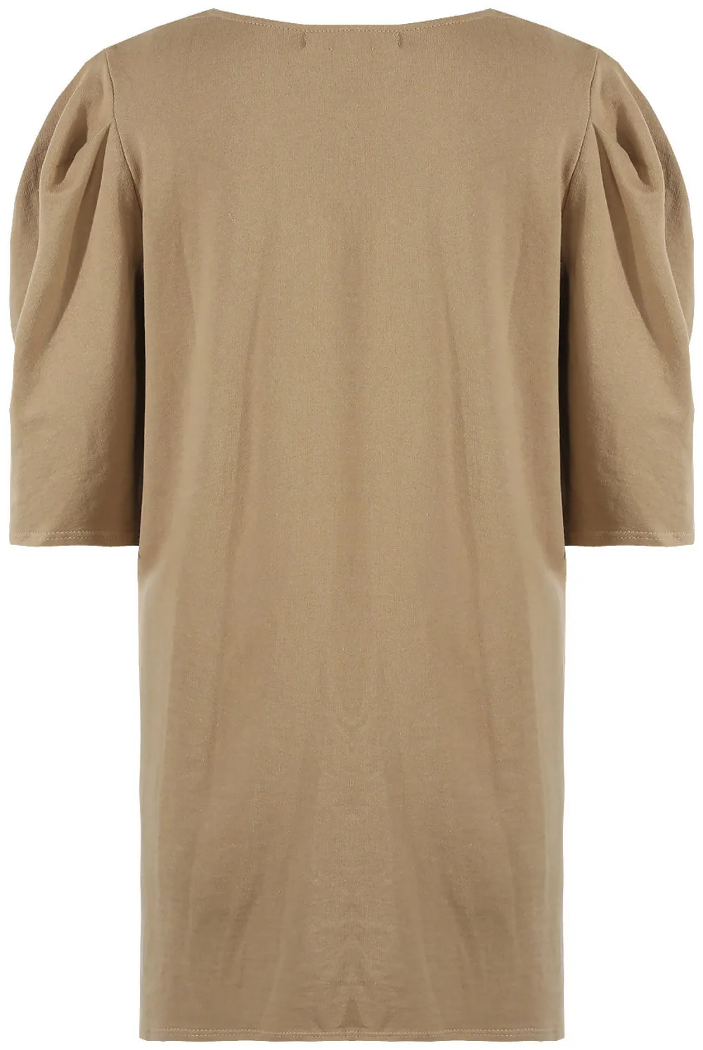 Puff Sleeve Shift Dress in Camel