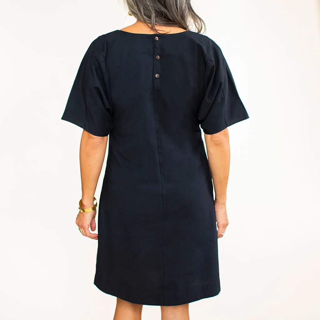 SALE - The Butterfly Sleeve Black Shift Dress