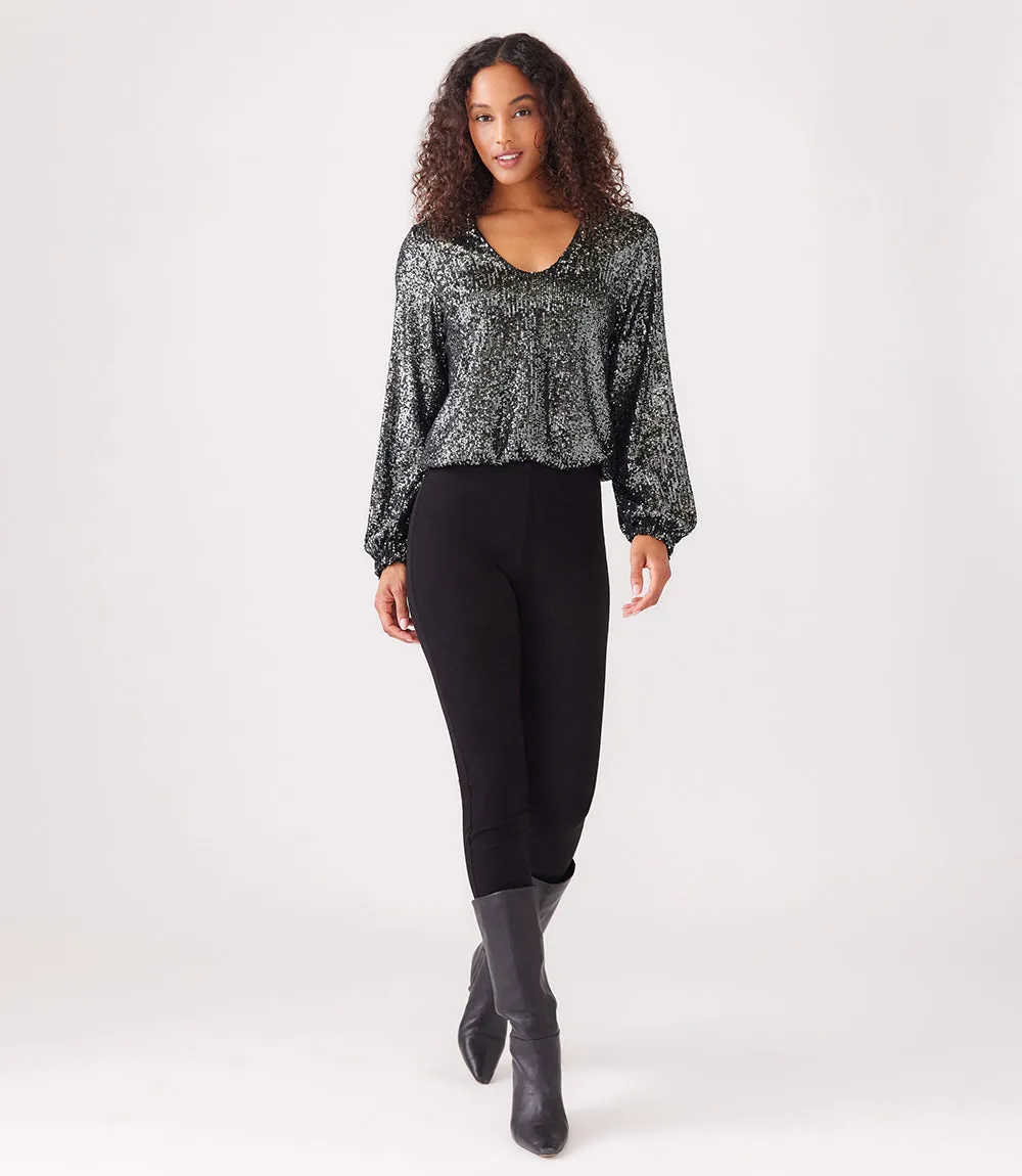 Sequin Long Sleeve Blouson Top