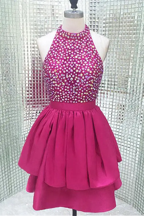 Sexy Sleeveless Short Homecoming Dresses with Beadings