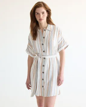 Short-Sleeve Buttoned-Down Shift Dress