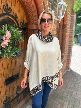 Stone Leopard Cowl Neck Top Frances