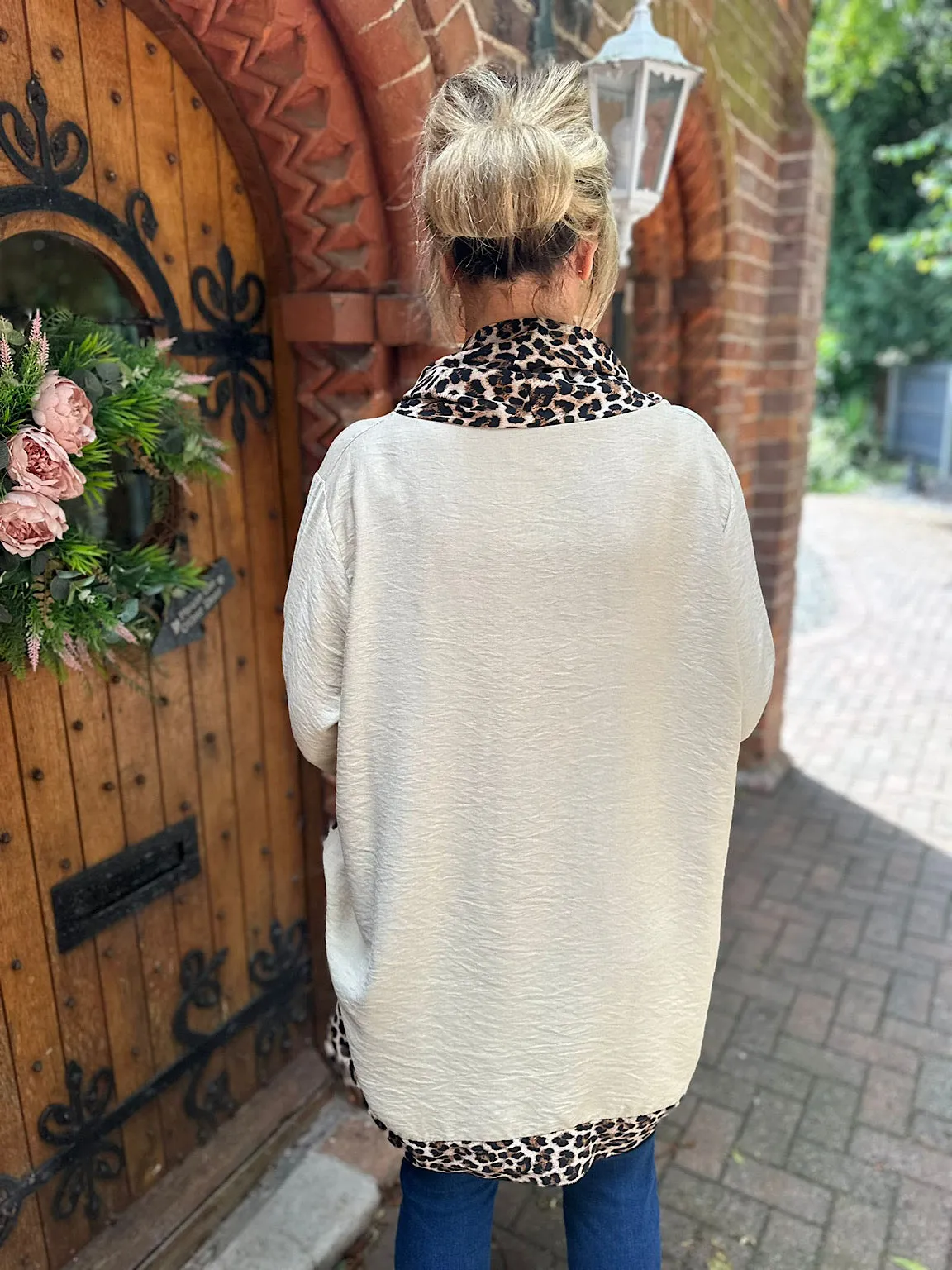 Stone Leopard Cowl Neck Top Frances