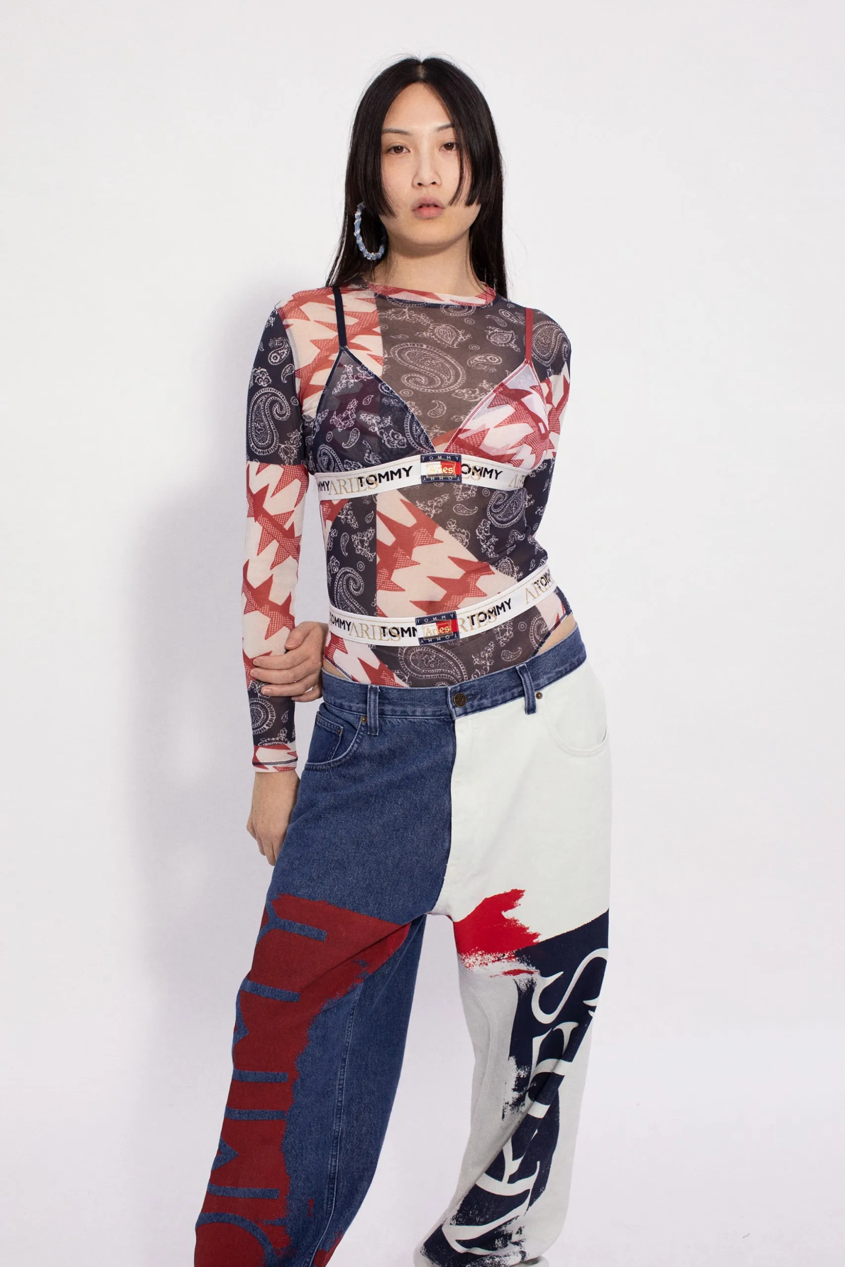 Tommy x Aries Bandana Sheer Long Sleeve Top