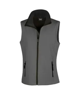 Womens/ladies softshell body warmer charcoal grey/black Result